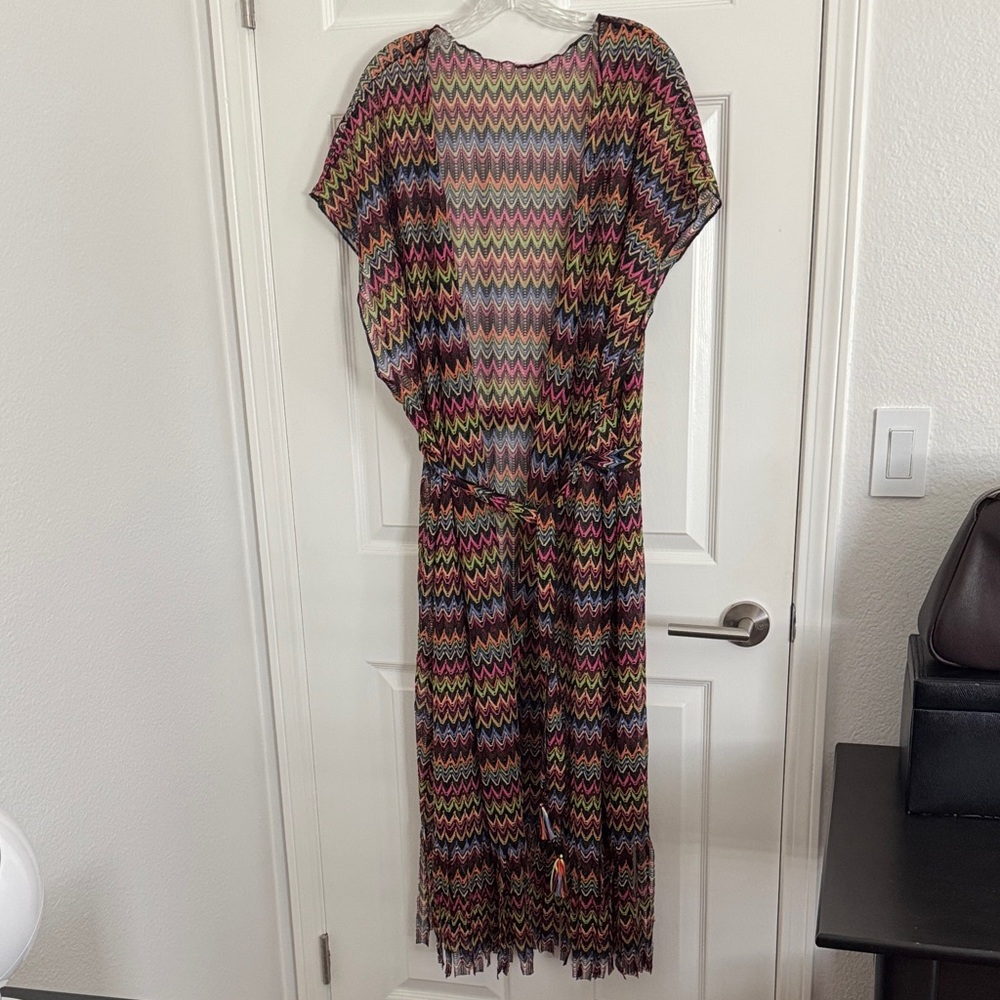 Multi-Color Chevron Maxi Dress - Lightweight Summer Cover-Up